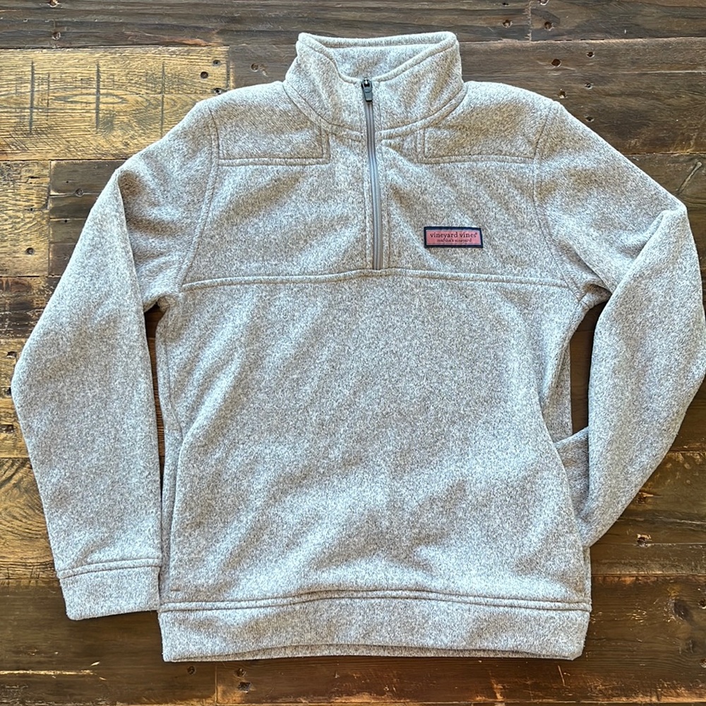 Vineyard Vines Girls Size L (18) Quarter Zip Heather Gray Pullover.